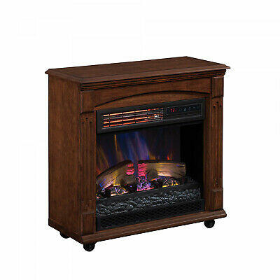 New ChimneyFree Rolling Mantel, Infrared Quartz Electric Fireplace Space Heater