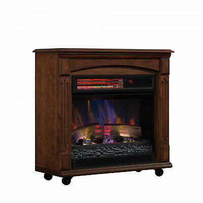 New ChimneyFree Rolling Mantel, Infrared Quartz Electric Fireplace Space Heater