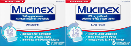 Mucinex PACK of 2 56 EACH = 112 Tablets 1200 mg MAXIMUM Strength Exp 11/2024