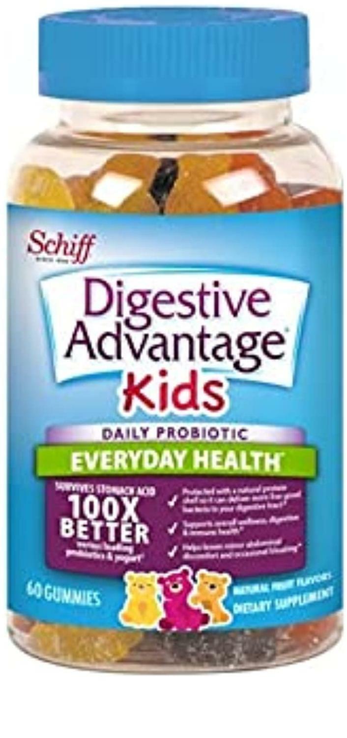 Digestive Advantage Kids Daily Probiotic Gummies, 60 Count (Pack of 2) EXP 3/23