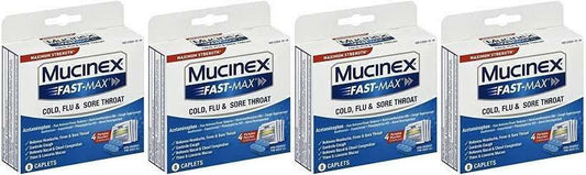 Mucinex Fast-Max Cold, Flu, And Sore Throat Caplets, 8 Count (Pack of 4)