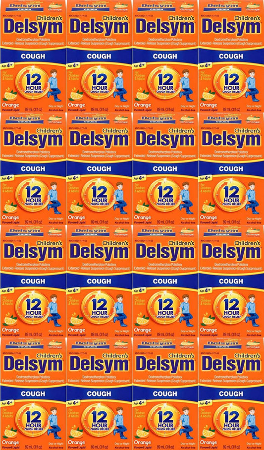 16 PACK Delsym Children's 12 Hr Cough Relief Liquid, Orange, 3oz Exp 8/2022