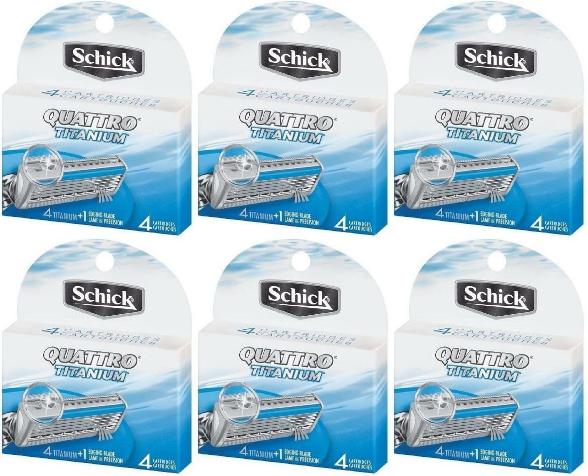 Schick Quattro Titanium Razor Blade Refills for Men - 24 Cartridges