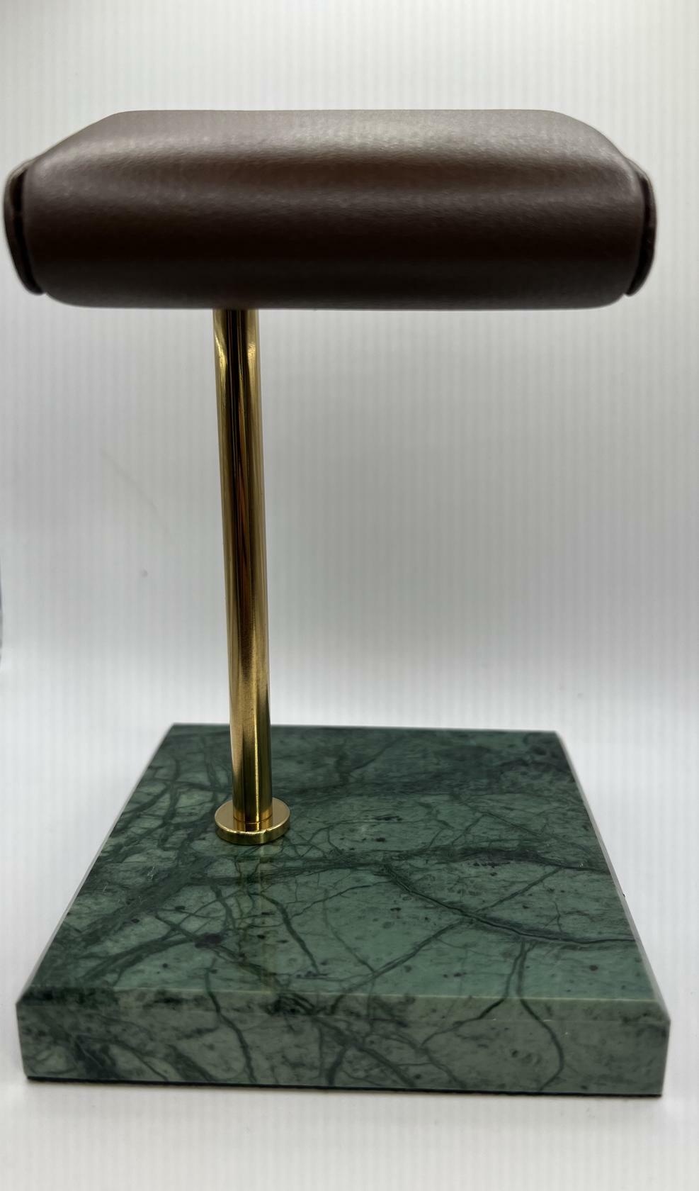 Watch Stand - Brown Leather and Green Marble Watch Display Stand with Gift Box