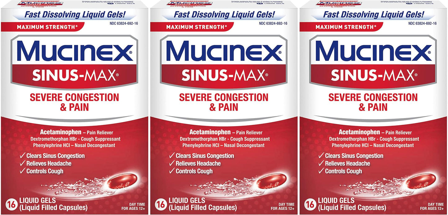 Mucinex Sinus-Max Severe Congestion and Pain Liquid Gels - 16 ct