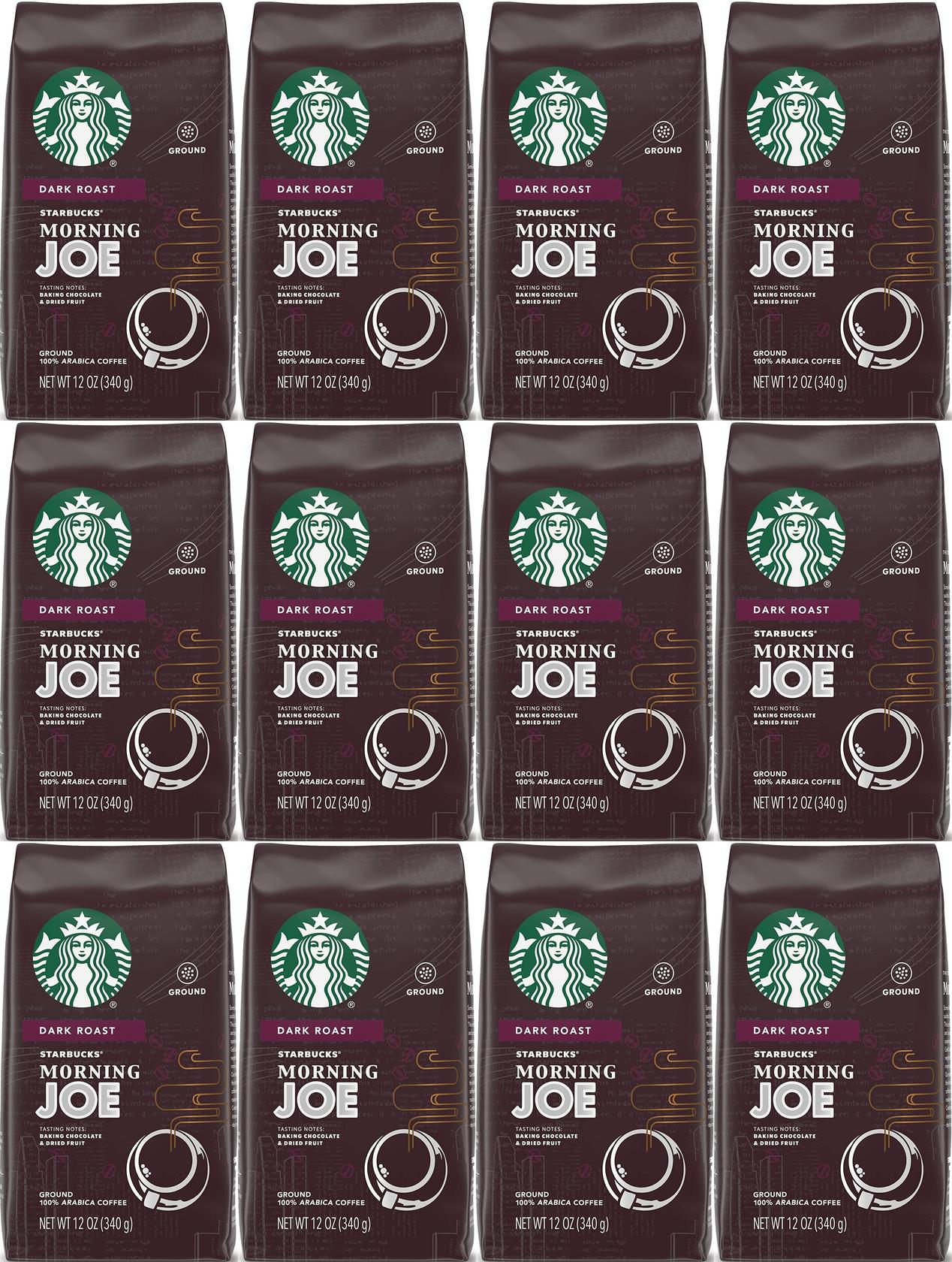 12 PACK Starbucks Morning Joe Dark Ground Coffee 12 OZ Best Before 10/2021