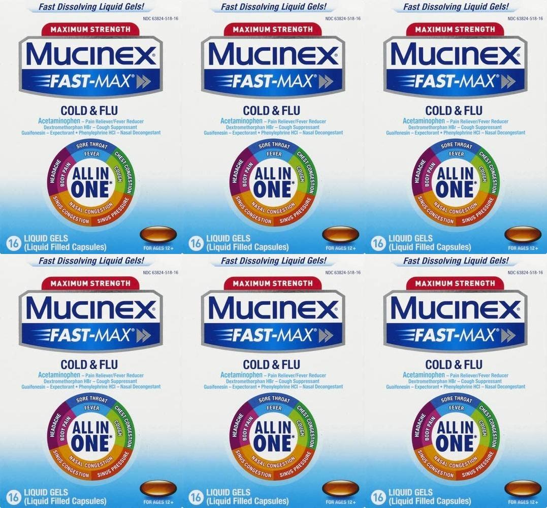 Mucinex Fast-Max Max Strength, Severe Cold Liquid Gels, 16ct