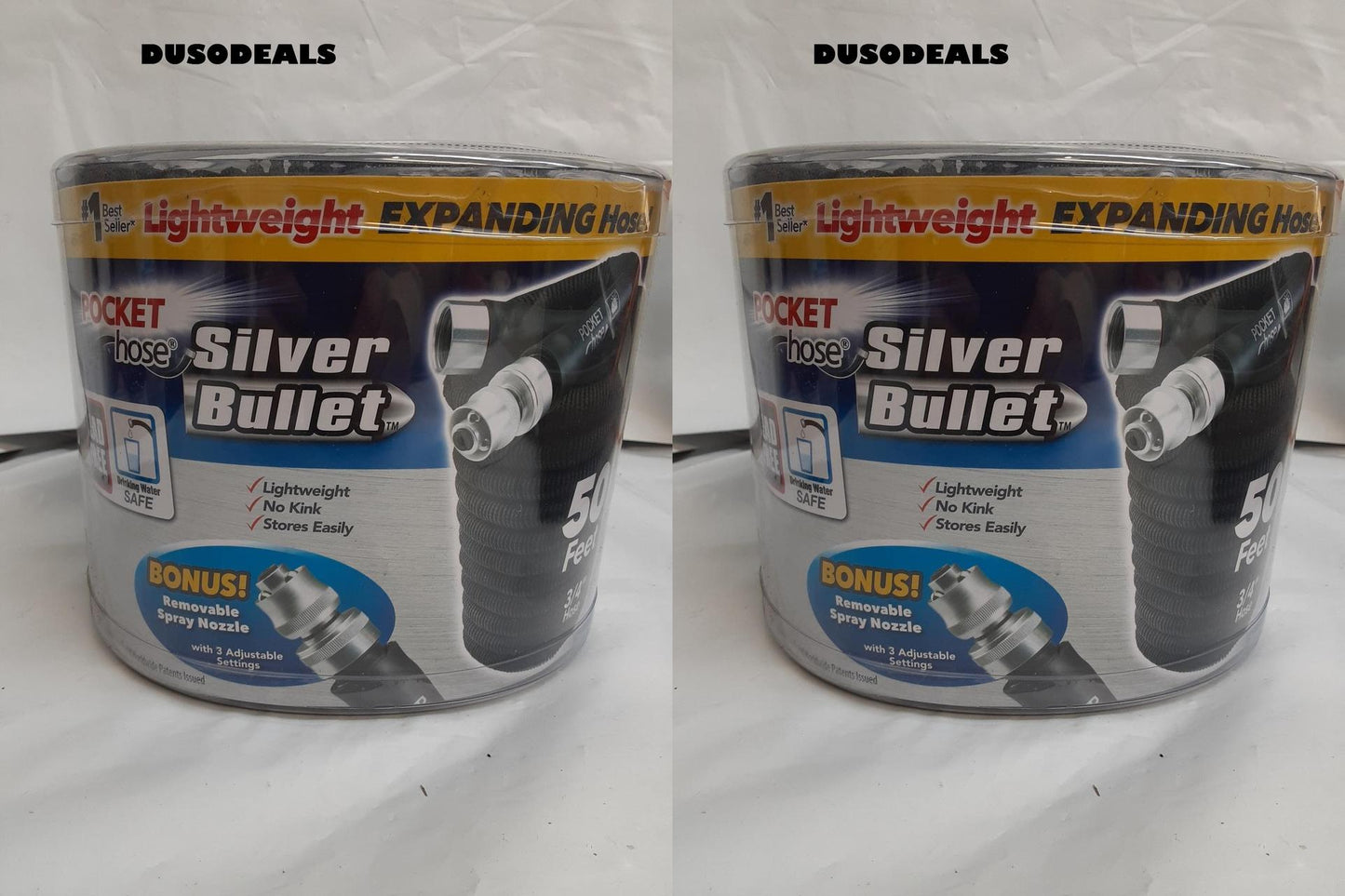 Pocket Hose Silver Bullet -Lightweight Expands up to 50 ft - LOT OF TWO- NEW