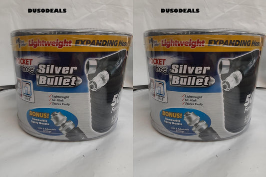 Pocket Hose Silver Bullet -Lightweight Expands up to 50 ft - LOT OF TWO- NEW