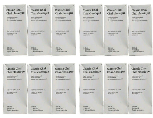 12 PACK STARBUCKS Classic Chai Concentrated Spiced Black Tea Latte 1QT Ea 10/20