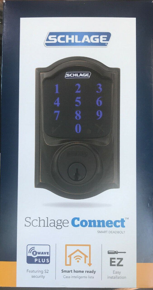 Schlage Connect Smart Deadbolt Z Wave Plus BE469ZP V CAM 716 Aged Bronze W/Alarm