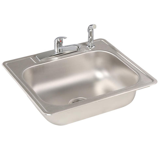 Glacier Bay Brushed Stainless Steel 22 gauge Single Hole Sink, 598536