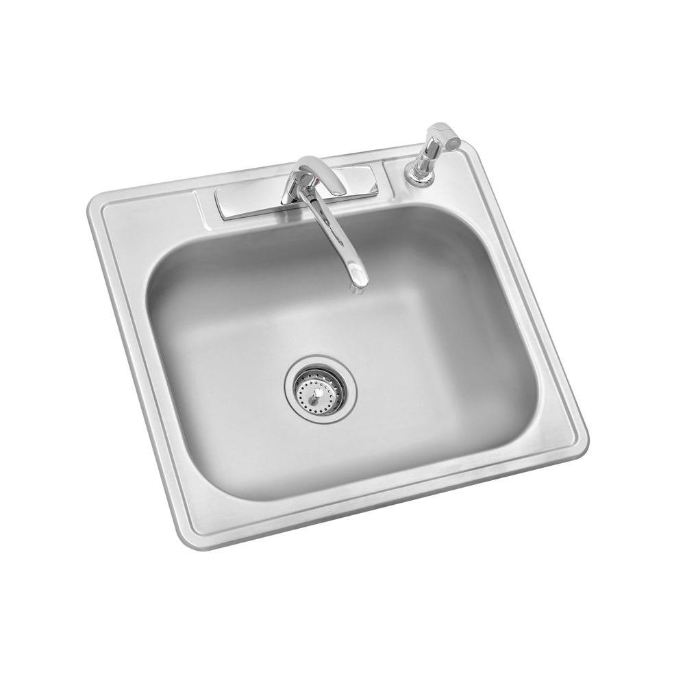 Glacier Bay Brushed Stainless Steel 22 gauge Single Hole Sink, 598536