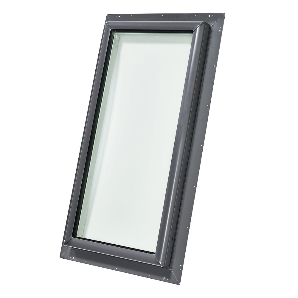 Fixed Skylights: VELUX Skylights 22-1/2 in. x 46-1/2 in. Fixed Pan-Flashed Skylight with Tempered LowE3 Glass Grays QPF 2246 2005