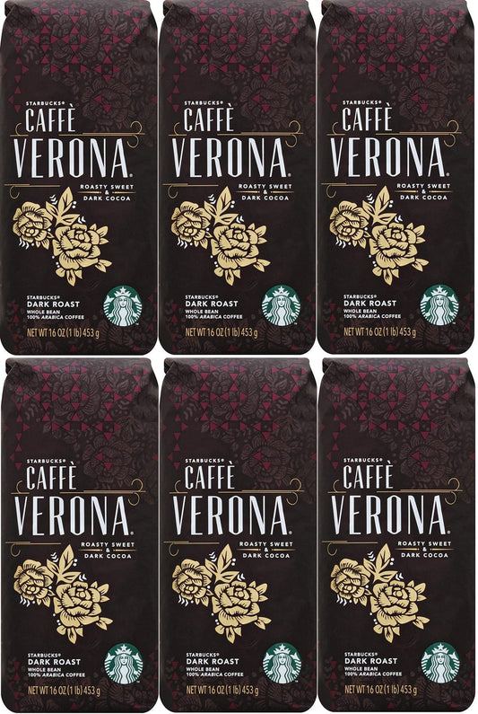 PACK OF 6 Starbucks Caffe Verona Whole Bean Coffee Best Before November 2020